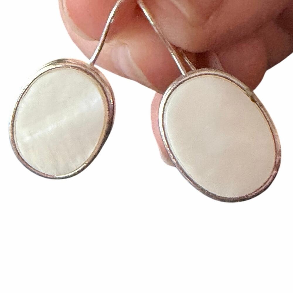 Vintage Avon silver tone and white stone shepherds hook earrings